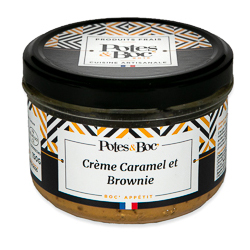 Crème caramel et brownie